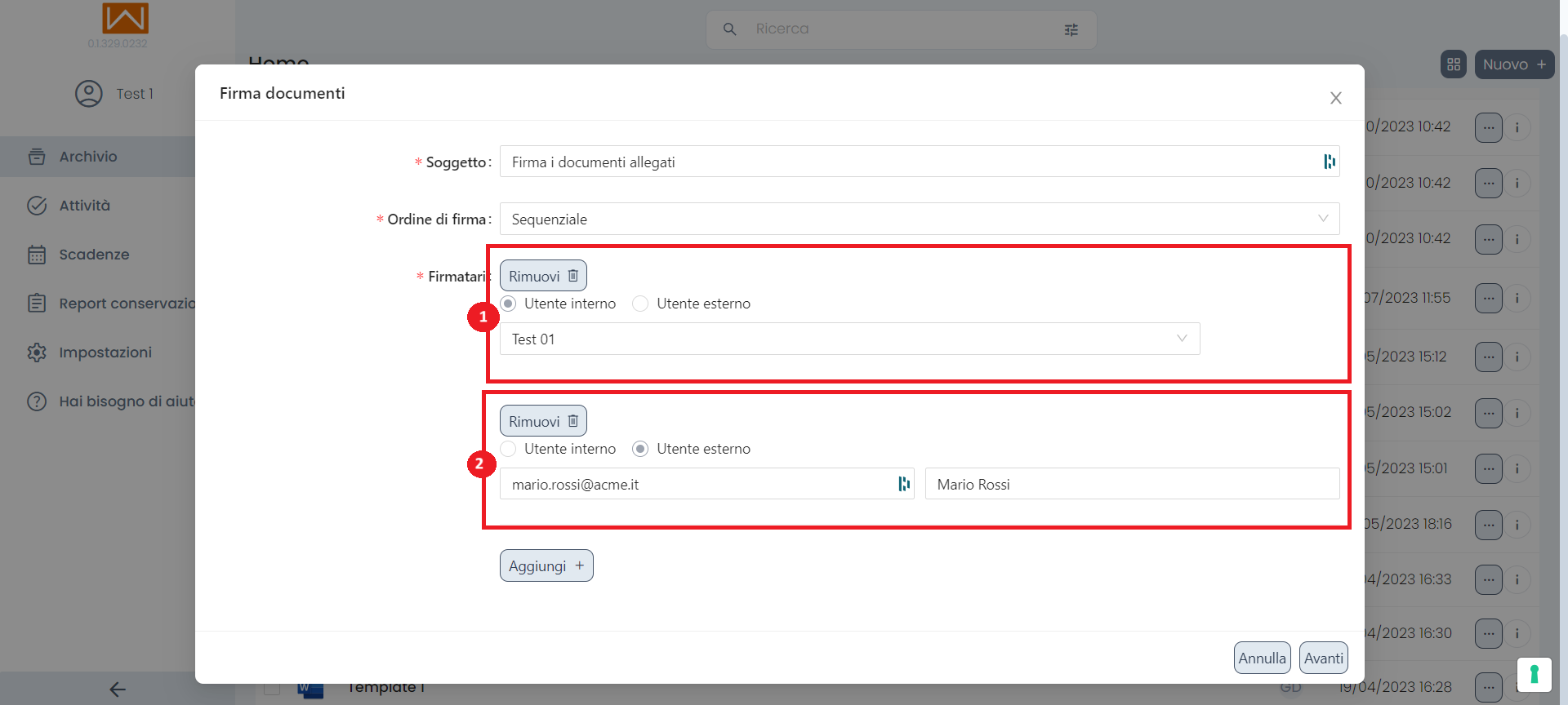 Configura processo di firma