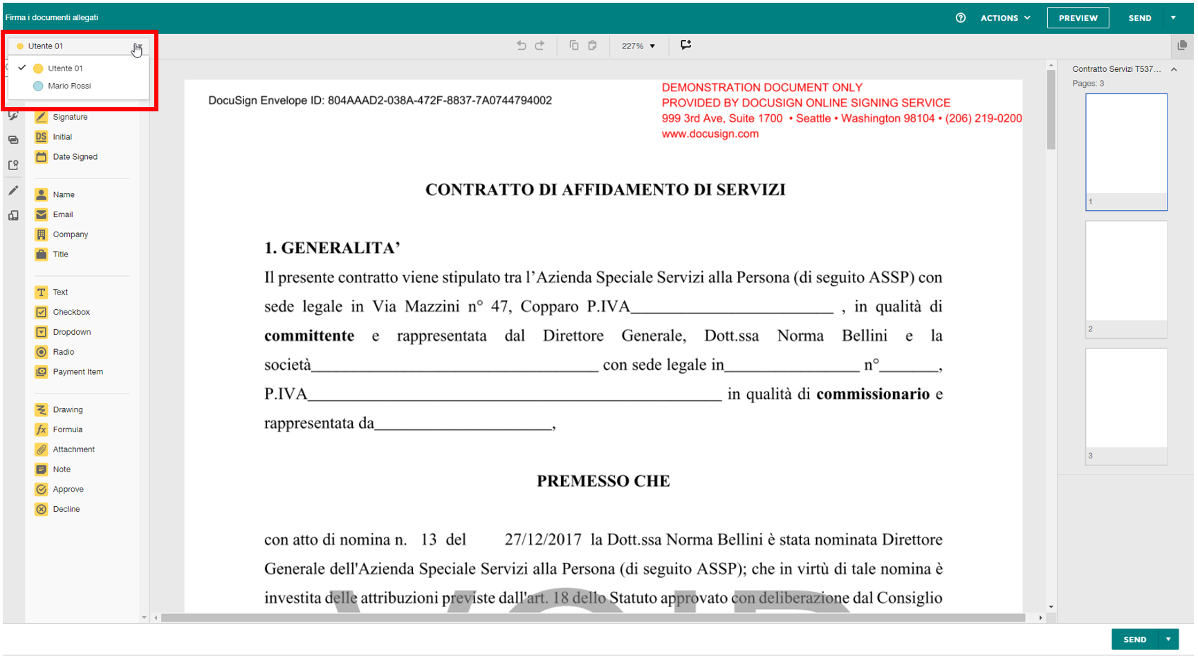 Configura processo di firma